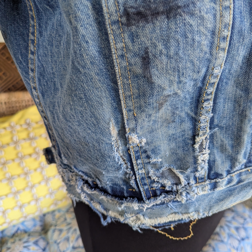 Vintage 80s Graffiti Trucker Jacket M? Blue Jean Jacket Punk Denim - Picture 7 of 16